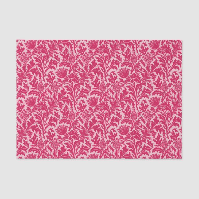 Papier Mousseline William Morris Thistle Damask, Fuchsia Pink (Recto)