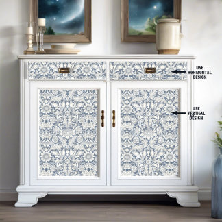 Papier Mousseline William Morris Tournesol bleu et blanc Découpage