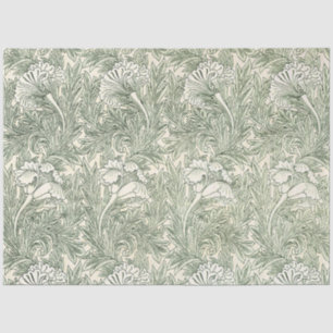 Papier Mousseline William Morris tulip fond textile vert
