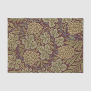 Papier Mousseline William Morris Vine Grappe Rouge Vert Art