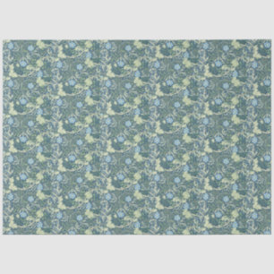 Papier Mousseline William Morris Vintage Floral Bleu Vert algues