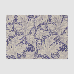 Papier Mousseline William Morris Wallflower bleu damas floral