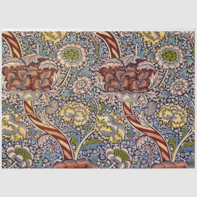 Papier Mousseline William Morris Wandle Anglais Floral Damask Design (Recto)