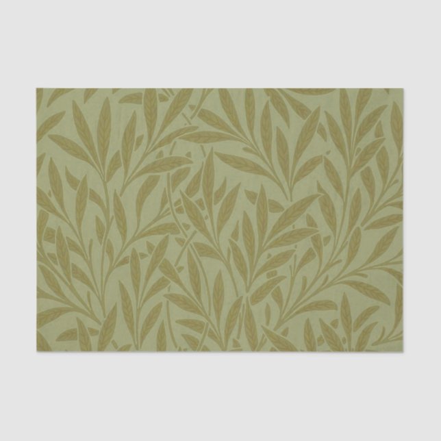 Papier Mousseline William Morris Willow Antique Green Leaf Vine Art (Recto)