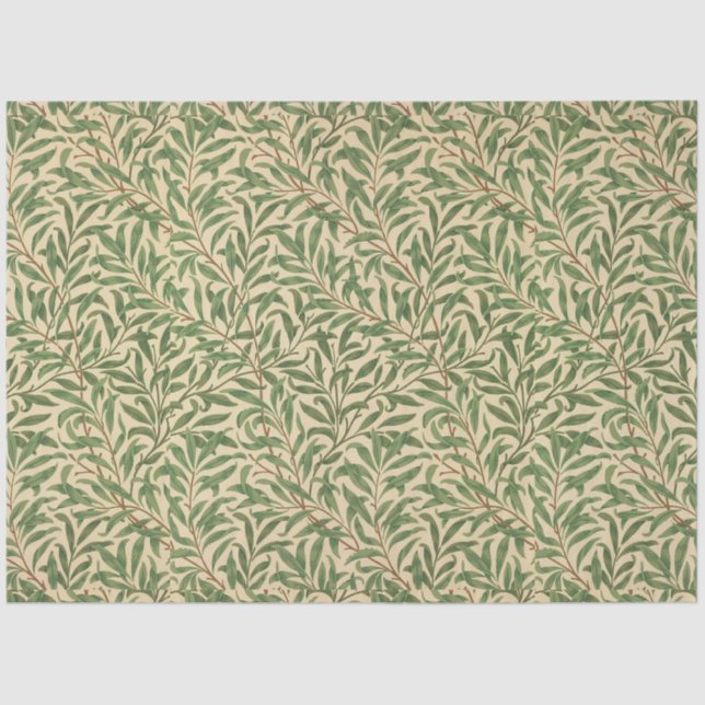 Papier Mousseline William Morris Willow Bough Green Willow Feuilles (Recto)