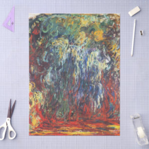 Papier Mousseline Willow pleuvoir à Giverny (par Claude Monet)