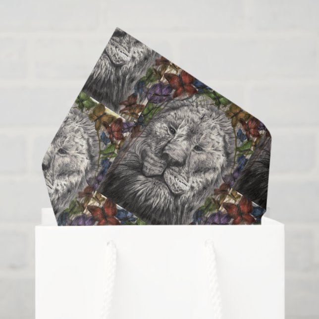 Papier Mousseline Wind Beneath My Wings Lion Butterfly Wildlife Art (Sac cadeau)