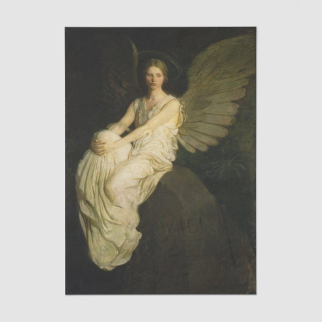 Papier Mousseline Winged Figure on a Rock by Abbott Thayer (Recto)