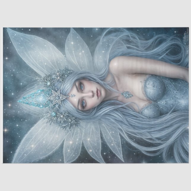 Papier Mousseline Winter Ice Fairy Queen with Crystal Wings Fantasy  (Recto)