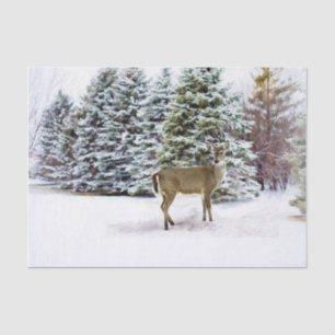 Papier Mousseline Winter Wonderland Forest avec Deer Christmas Craft