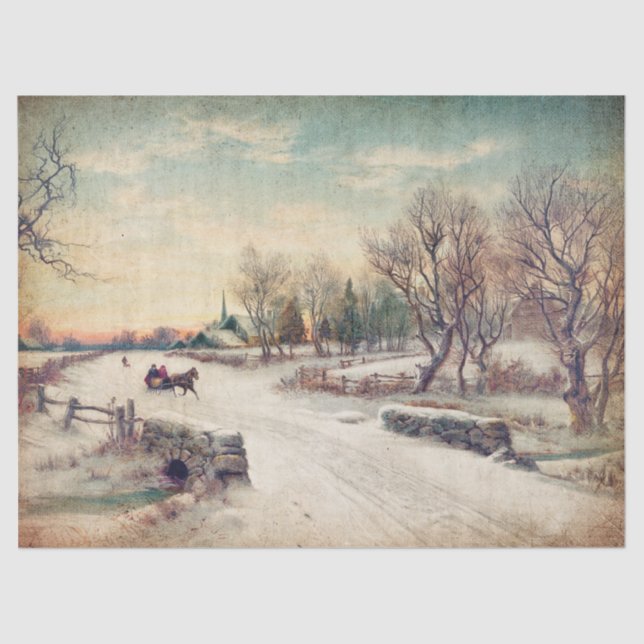 Papier Mousseline Winter Wonderland Tissus or Decoupage Paper (Recto)