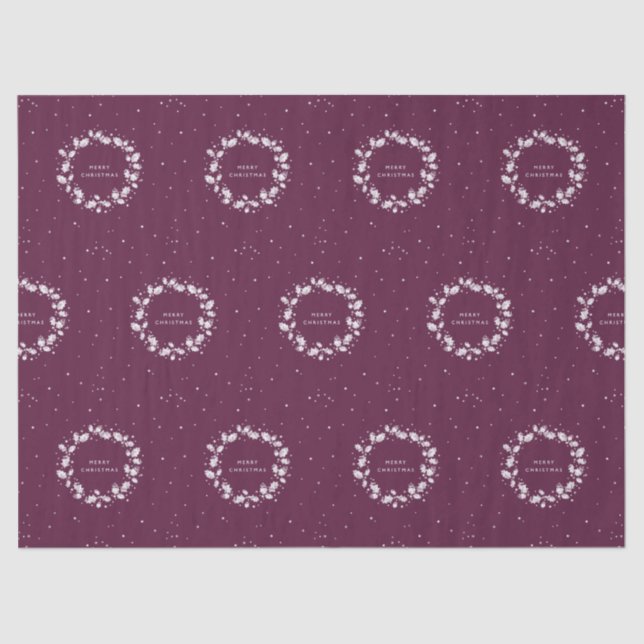 Papier Mousseline Winterberry + White Merry Christmas Holly Wreath (Recto)
