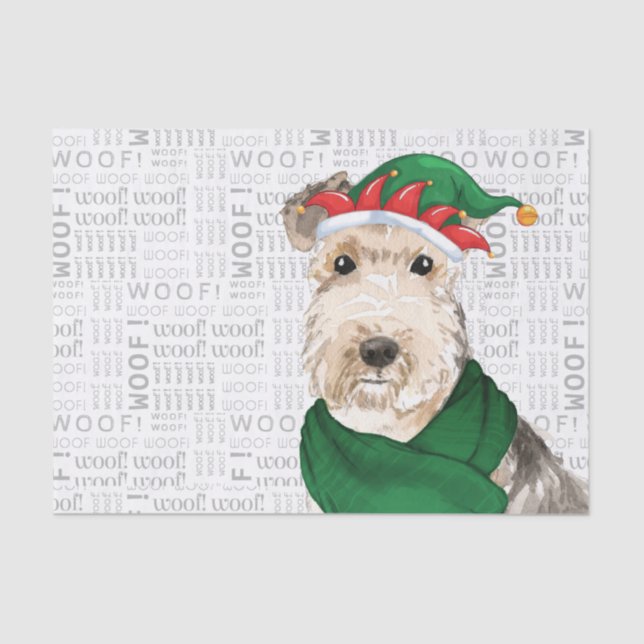 Papier Mousseline Wode Word Art et Lakeland Terrier Chien Noël (Recto)