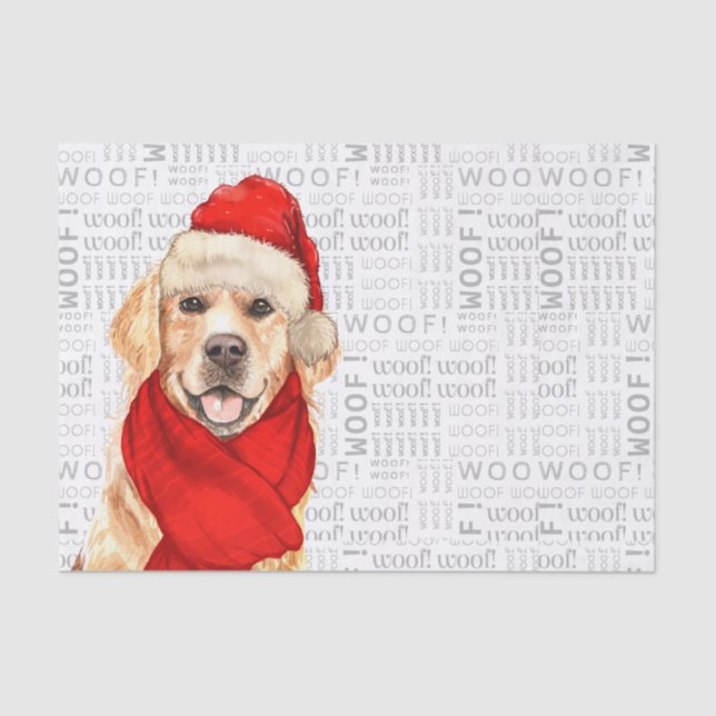 Papier Mousseline Wohof Word Art et Noël Golden Retriever Chien (Recto)