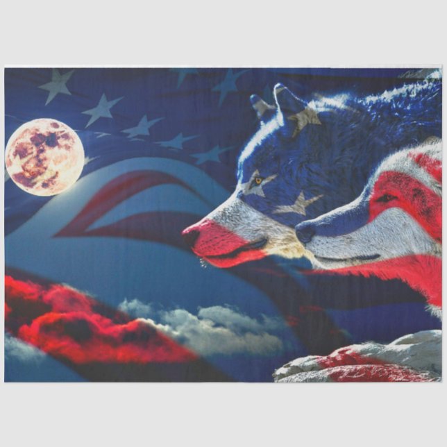 Papier Mousseline Wolf American Pride du drapeau (Recto)