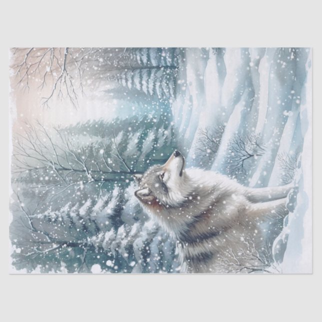 Papier Mousseline Wolf d'hiver des bois (Recto)