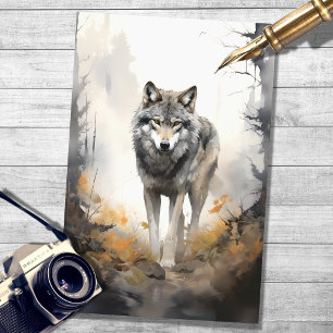 Papier Mousseline Wolf en forêt 3 papier de découpage