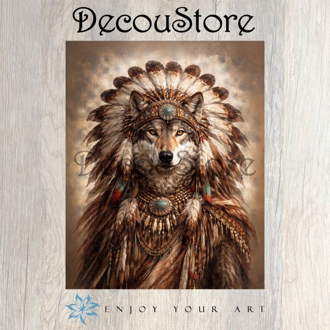Papier Mousseline Wolf of the Sacred Feathers Decoupage (Créateur téléchargé)