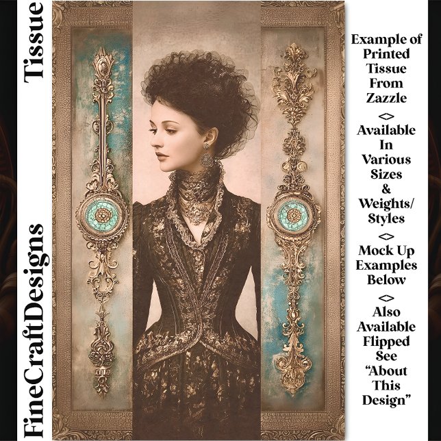 Papier Mousseline Woman in Black, Baroque Panels DX9L Decoupage (Créateur téléchargé)