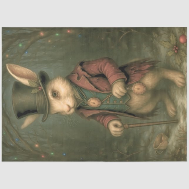 Papier Mousseline Wonderland-Inspired Victorian Rabbit Decoupage (Recto)