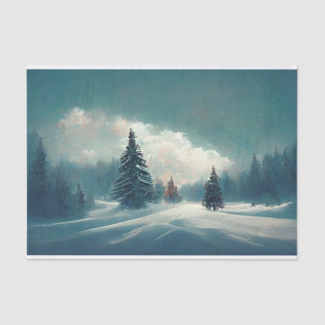 Papier Mousseline Wonderland neige Pine Trees Nuage (Recto)