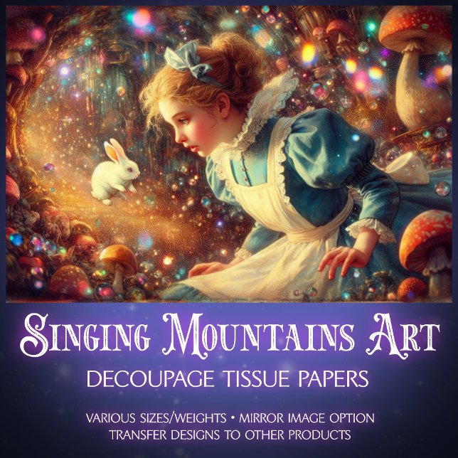 Papier Mousseline Wonderland Rabbit Hole Fantasy Art Decoupage (Créateur téléchargé)