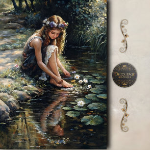Papier Mousseline Woodland Girl par Stream Decoupage