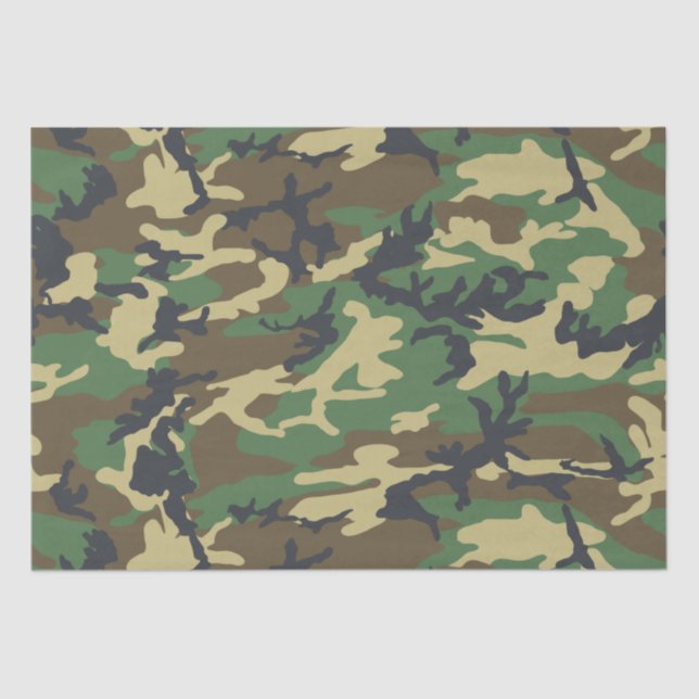 Papier Mousseline Woodlands Camouflage Outdoorsman Cadeau  (Recto)