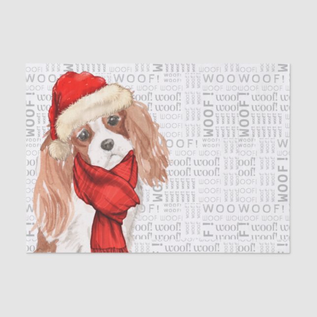 Papier Mousseline Woof Word Art et Christmas Cocker Spaniel (Recto)