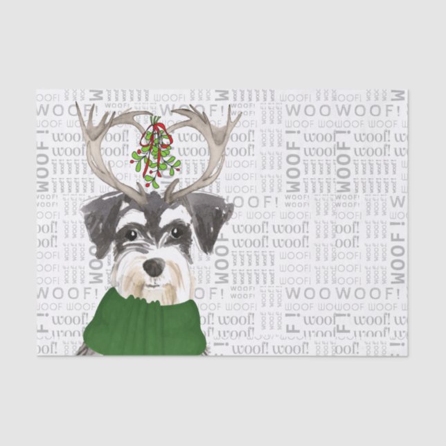 Papier Mousseline Woof Word Art et Noël Schnauzer miniature (Recto)