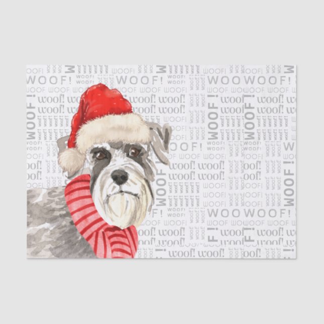 Papier Mousseline Woof Words Schnauzer Amoureux des chiens Holiday (Recto)