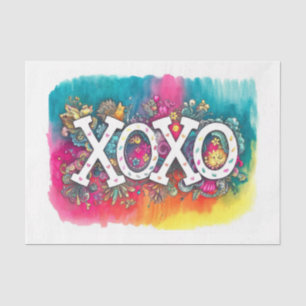 Papier Mousseline XOXO Saint Valentin Bright Neon Tie Dye Decoupage