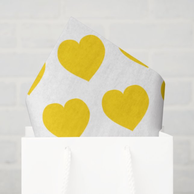Papier Mousseline Yellow Heart Modern Happy Friendship Sweet Joyful (Sac cadeau)