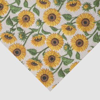 Papier Mousseline Yellow Sunflower Embroidery Floral Pattern