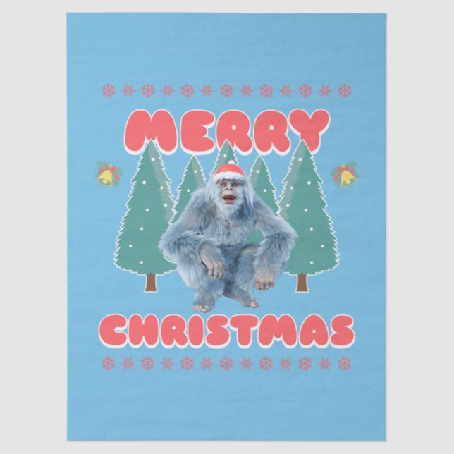 Papier Mousseline Yeti Drôle - Joyeux Noël (Recto)