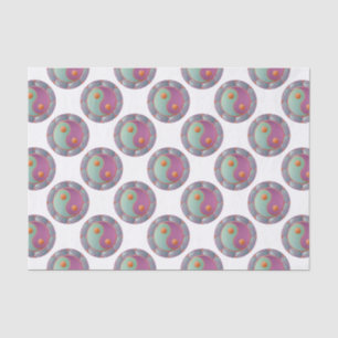Papier Mousseline Yin Yang Médaillon Violet Turquoise