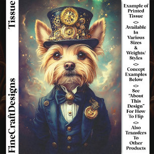 Papier Mousseline Yorkie Dog, Costume Steampunk Top Hat CZ7F Découpa