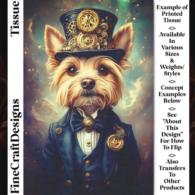 Papier Mousseline Yorkie Dog, Costume Steampunk Top Hat CZ7F Découpa (Créateur téléchargé)