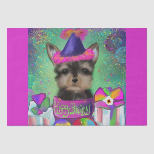 PAPIER MOUSSELINE YORKIE POO ANNIVERSAIRE    (Recto)
