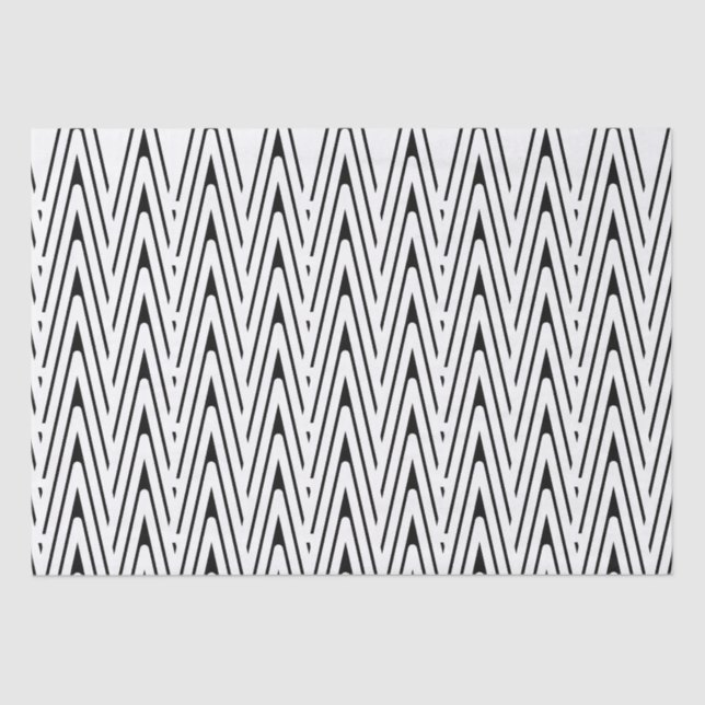 Papier Mousseline Zag Abstrait moderne noir et blanc (Recto)
