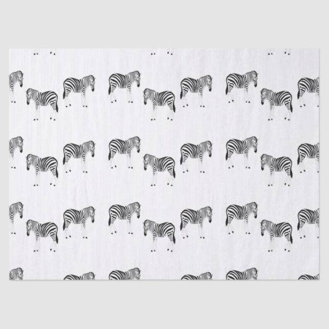 Papier Mousseline Zebra animal pattern on white (Recto)