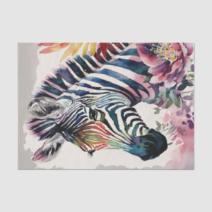Papier Mousseline Zebra Floral Aquarelle Art