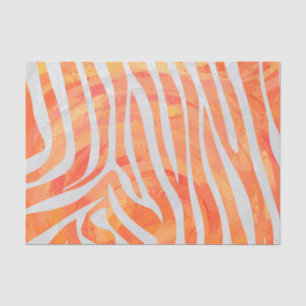 Papier Mousseline Zebra Orange and White Print