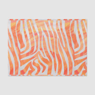 Papier Mousseline Zebra Orange and White Print