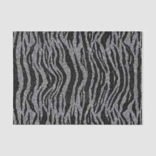 Papier Mousseline Zebra Print noir et gris argent