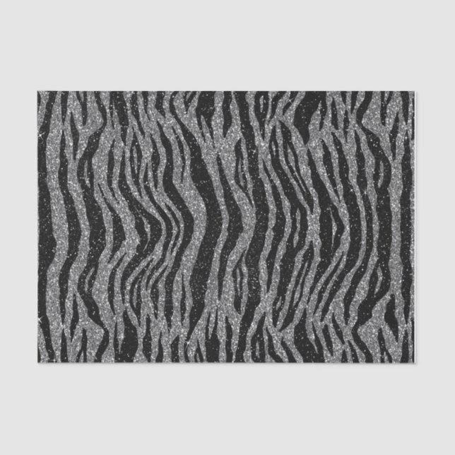 Papier Mousseline Zebra Print noir et gris argent (Recto)
