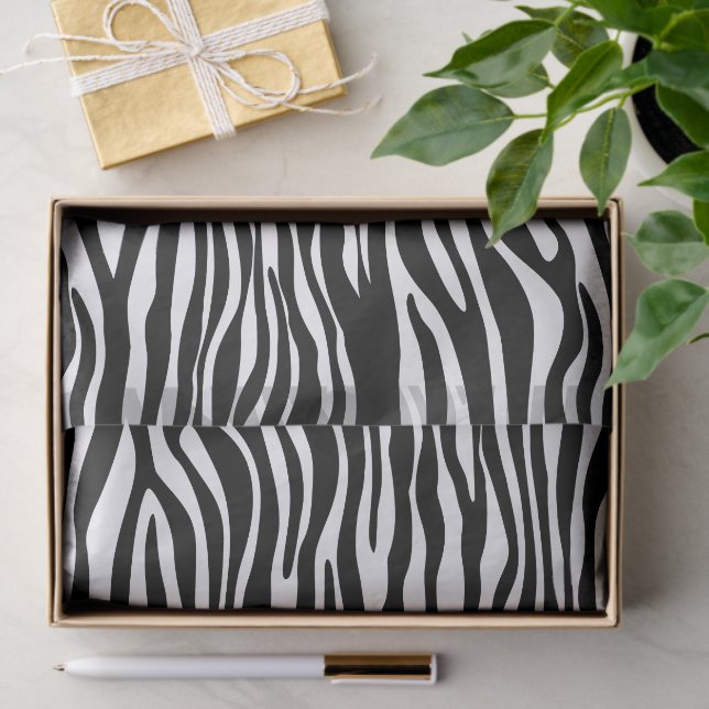 Papier Mousseline Zebra Print, Zebra Stripes, Noir Et Blanc (Cadeau)