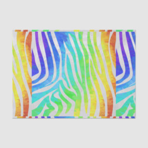 Papier Mousseline Zebra Rainbow et White Print