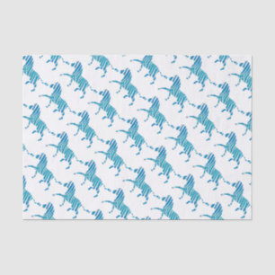 Papier Mousseline Zebra Silhouette Bleu et Blanc