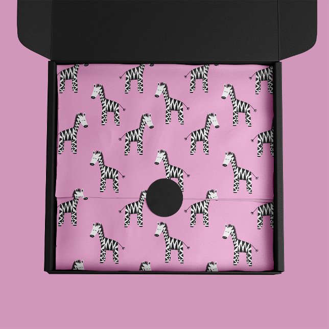 Papier Mousseline Zèbre mignon rose (Pink Zebra tissue paper)